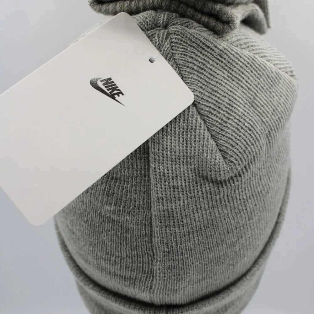 Nike Heather Gray Hot Pink Embroidered Fold Over Beanie and Mittens 2 Piece Set - Picture 6 of 14